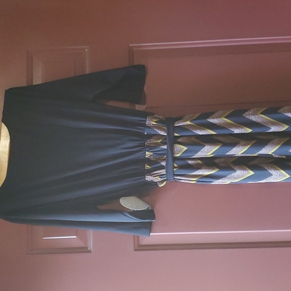 Emma & Michele Black and Gold Asymmetrical Jumpsuit - Picture 8 of 9